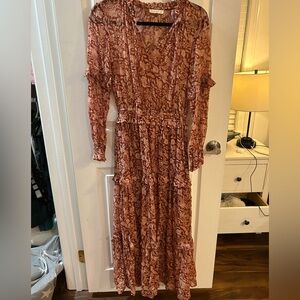 ILLA ILLA Rust Floral Long Sleeve Dress